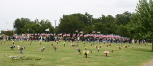 The Patriot Guard escorted Spc. Graden Long from the time he arrived at the Grayson County Airport to his final resting place at Cedarlawn Park in Sherman. Seen here, the flag bearers formed a wall around the graveside and mourners to protect them from possible intruders/disrupters.